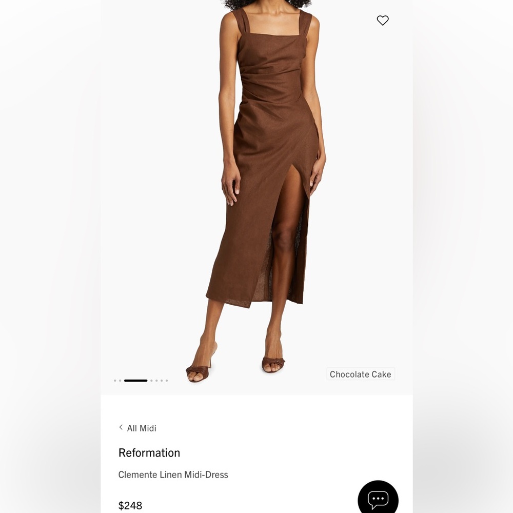Reformation Chocolate Brown Midi Dress